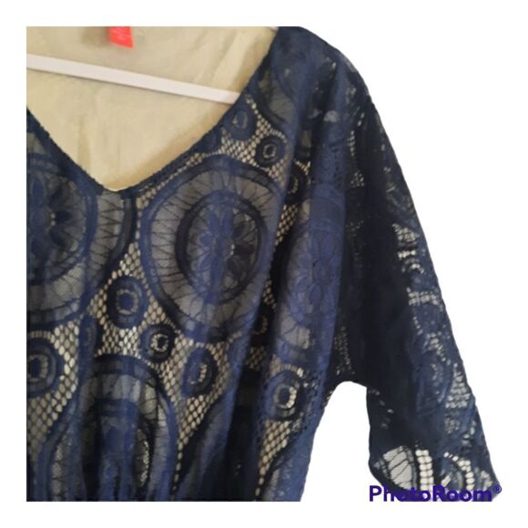 Chelsea And Violet Blue Lace Overlay Belted Dress - Picture 3 of 5